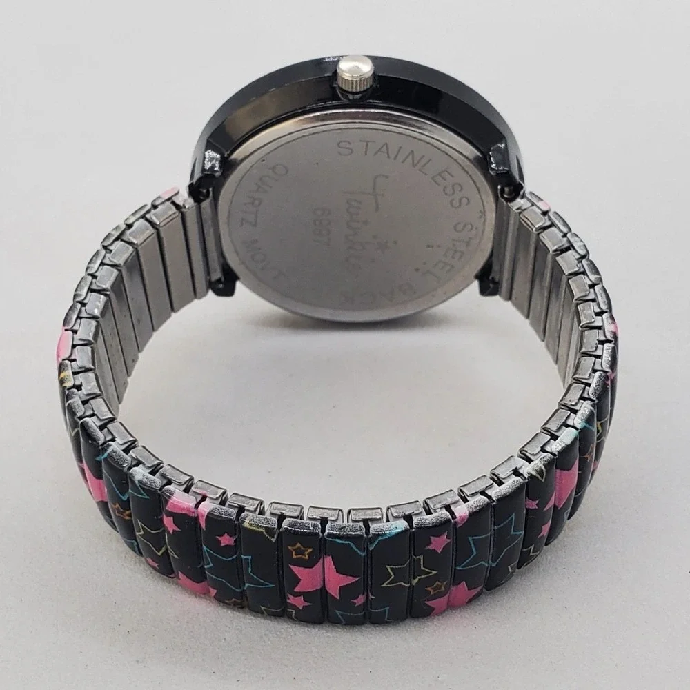 Women's Twinkle Watch 40MM Black Dial Case Black Stretched Band‎ 6